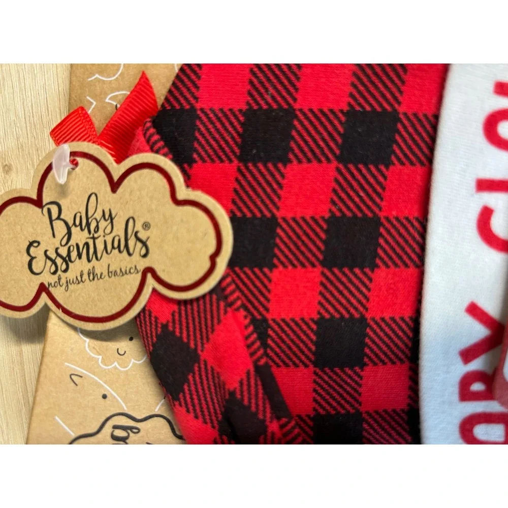 Baby Essentials Matching Santa Hats Buffalo Plaid Red Black Daddy Baby‎ NWT